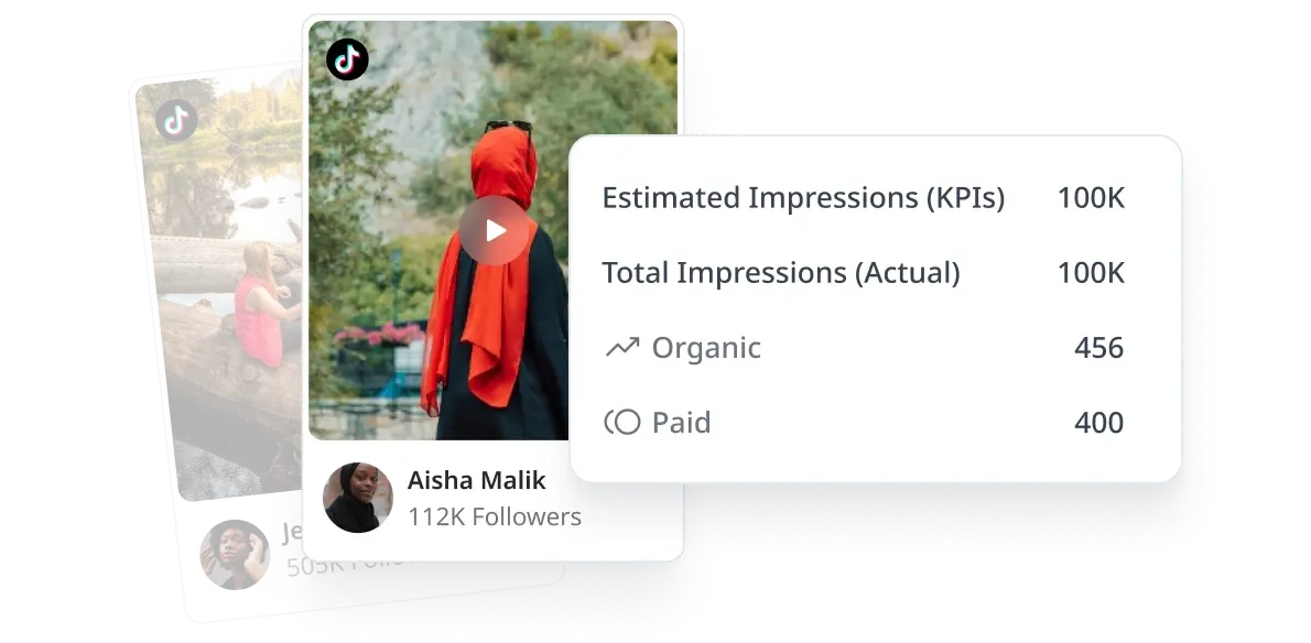 Influencer post with impressions metrics