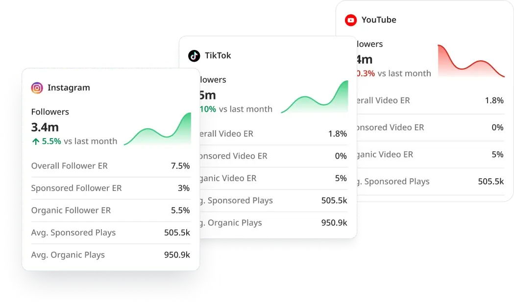 Influencer campaign analytics by social platform